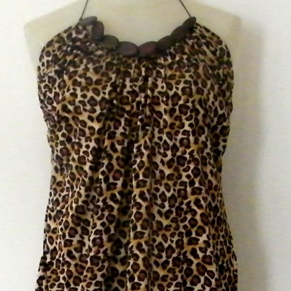 Halter Top Leopard Print Animal R Marks New York - Picture 2 of 11